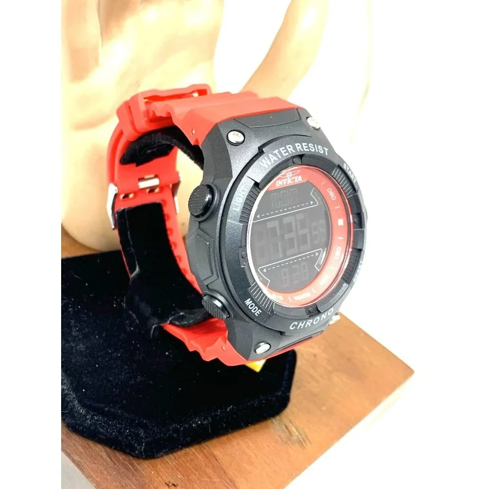 Invicta Men's Watch 47528 Racing Quartz Digital Black Red Resin Strap 52mm